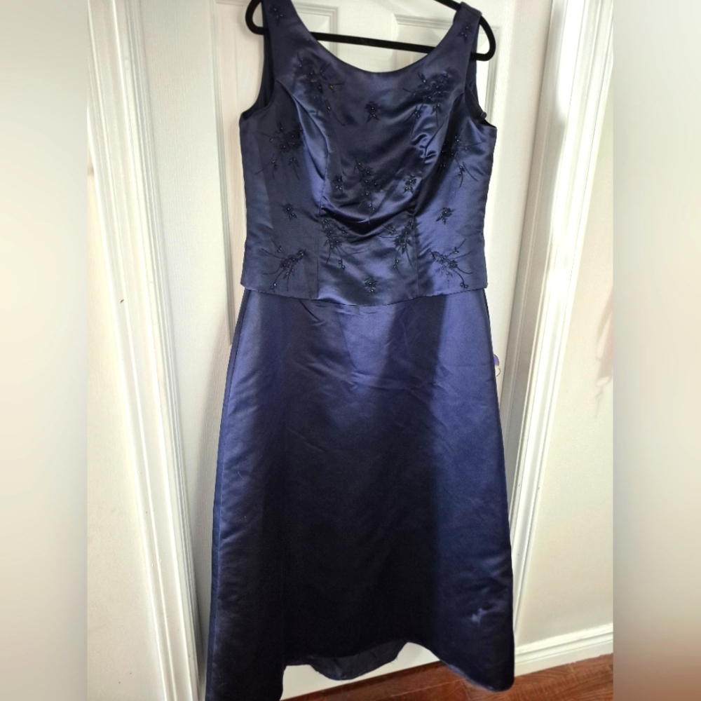 Navy Blue Ruched Cowl Neck Maxi Dress